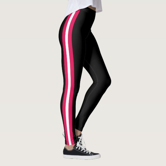 White Red Side Stripe Black Leggings Custom Colors (Rechts)