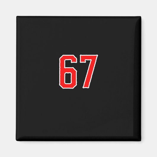 White Red Sports Team Number #67 Swea  Magneet (Voorkant)