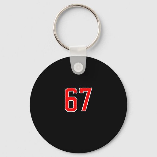 White Red Sports Team Number #67 Swea  Sleutelhanger (Voorkant)