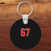 White Red Sports Team Number #67 Swea  Sleutelhanger (Voorkant)
