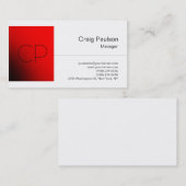 White Red Square Chic Monogram Visitekaartje (Voorkant / Achterkant)