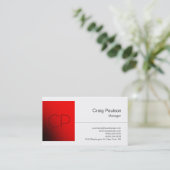White Red Square Chic Monogram Visitekaartje (Staand voorkant)
