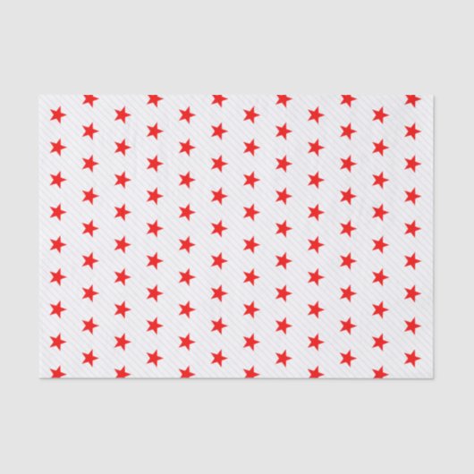 White Red Stars en Grey Stripes Modern Pattern Tissuepapier (Voorkant)