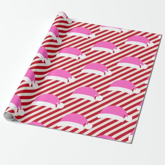 White Red Striped kerstroze kerstkerstkerstkerstma Cadeaupapier (Uitgerold)