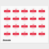White & Red Stylish Modern Monogram Ronde Sticker (Vel)