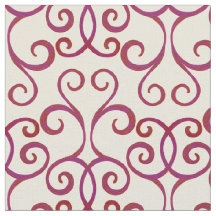 White Red Swirly Damask kerstpatroon Elegant