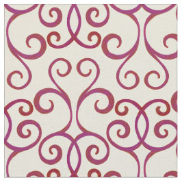 White Red Swirly Damask kerstpatroon Elegant Stof
