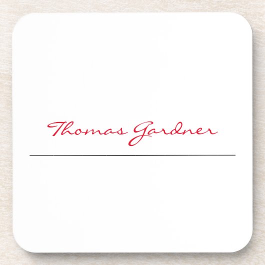 White Red Trendy Handwriting Plain Creative Modern Bier Onderzetter (Voorkant)