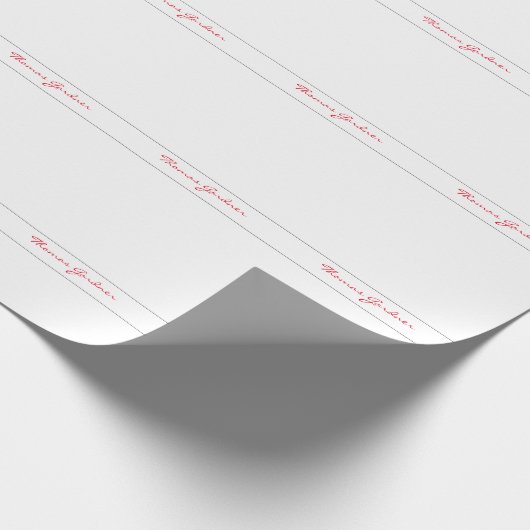 White Red Trendy Handwriting Plain Creative Modern Cadeaupapier (Hoek)
