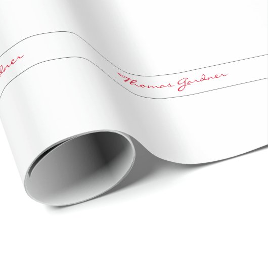 White Red Trendy Handwriting Plain Creative Modern Cadeaupapier (Rol Hoek)