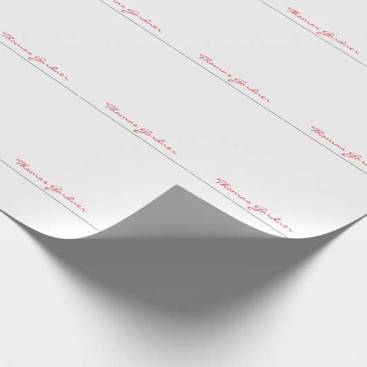 White Red Trendy Handwriting Plain Creative Modern Cadeaupapier (Hoek)