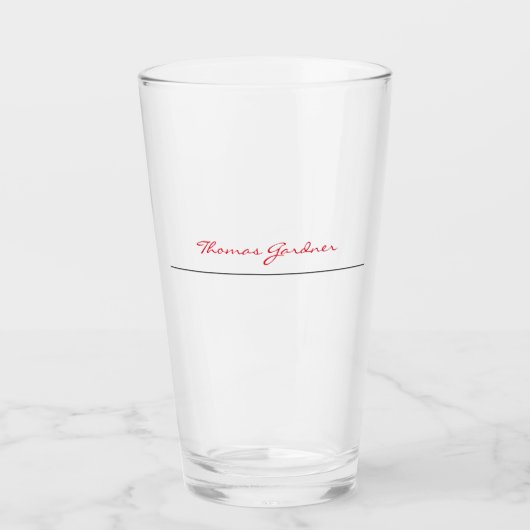 White Red Trendy Handwriting Plain Creative Modern Glas (Voorkant)
