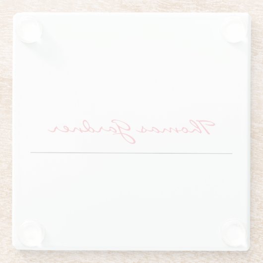 White Red Trendy Handwriting Plain Creative Modern Glazen Onderzetter (Achterkant)