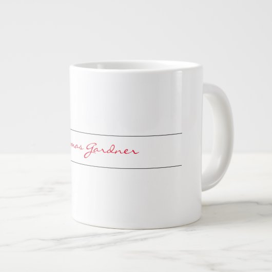 White Red Trendy Handwriting Plain Creative Modern Grote Koffiekop (Voorkant rechts)