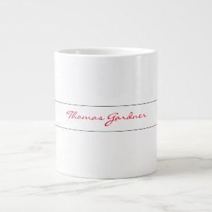 White Red Trendy Handwriting Plain Creative Modern Grote Koffiekop