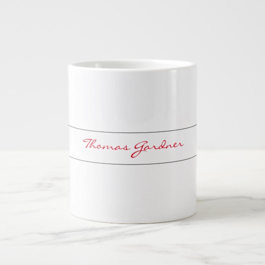 White Red Trendy Handwriting Plain Creative Modern Grote Koffiekop (Voorkant)