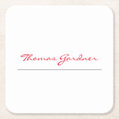 White Red Trendy Handwriting Plain Creative Modern Kartonnen Onderzetters (Voorkant)