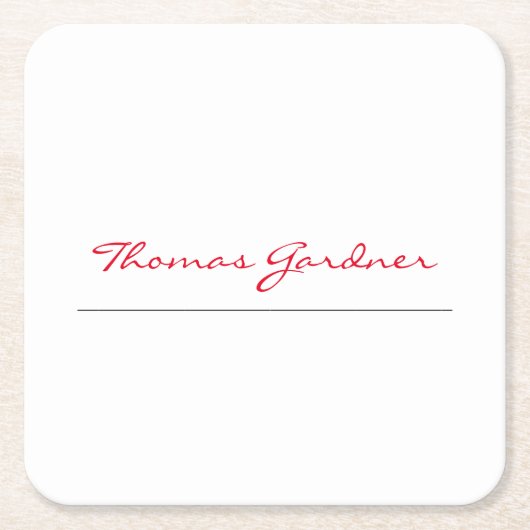 White Red Trendy Handwriting Plain Creative Modern Kartonnen Onderzetters (Voorkant)