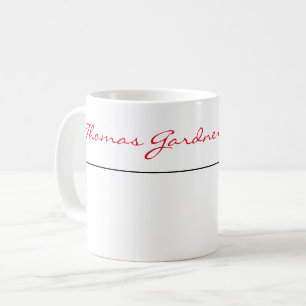 White Red Trendy Handwriting Plain Creative Modern Koffiemok