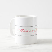 White Red Trendy Handwriting Plain Creative Modern Koffiemok (Voorkant links)