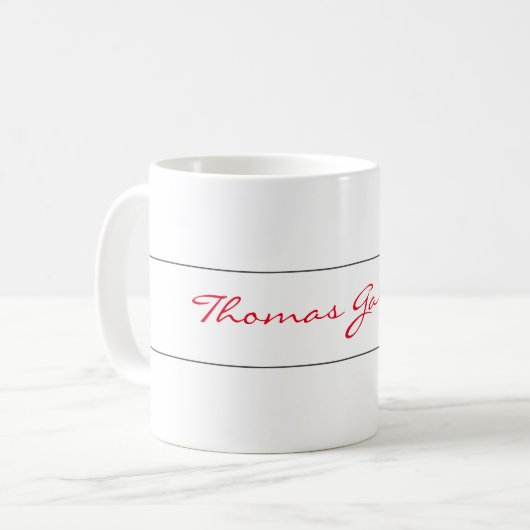 White Red Trendy Handwriting Plain Creative Modern Koffiemok (Voorkant links)