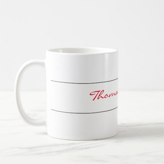 White Red Trendy Handwriting Plain Creative Modern Koffiemok (Links)