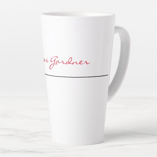 White Red Trendy Handwriting Plain Creative Modern Latte Mok (Rechterhoek)