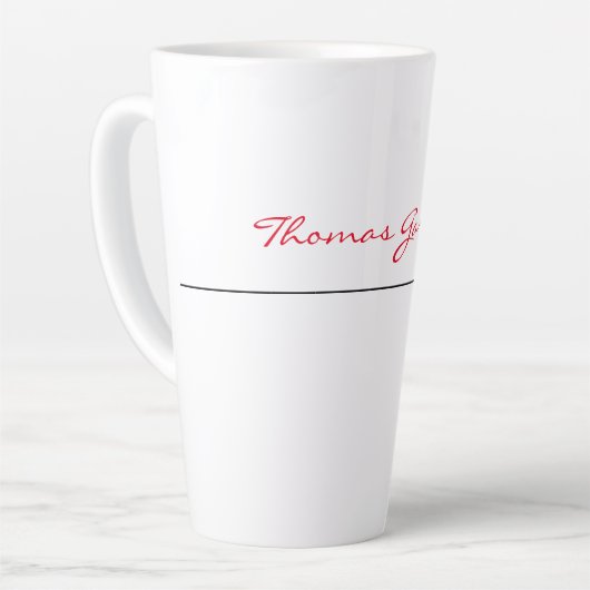 White Red Trendy Handwriting Plain Creative Modern Latte Mok (Linkerhoek)