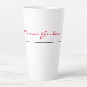 White Red Trendy Handwriting Plain Creative Modern Latte Mok