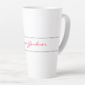 White Red Trendy Handwriting Plain Creative Modern Latte Mok (Rechterhoek)