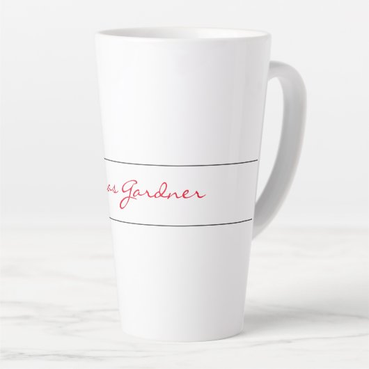 White Red Trendy Handwriting Plain Creative Modern Latte Mok (Rechterhoek)