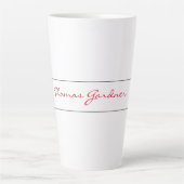 White Red Trendy Handwriting Plain Creative Modern Latte Mok (Voorkant)