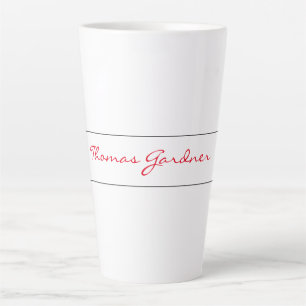White Red Trendy Handwriting Plain Creative Modern Latte Mok
