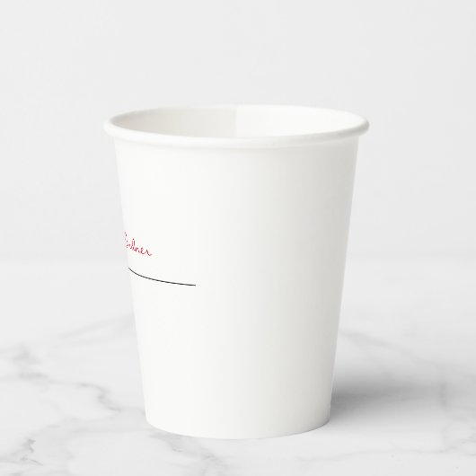 White Red Trendy Handwriting Plain Creative Modern Papieren Bekers (Links)