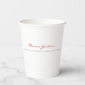 White Red Trendy Handwriting Plain Creative Modern Papieren Bekers (Voorkant)
