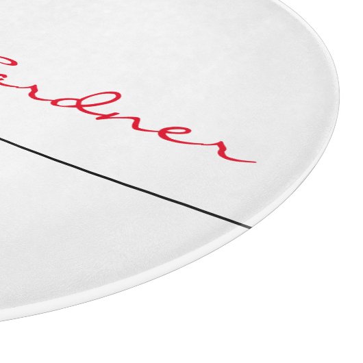 White Red Trendy Handwriting Plain Creative Modern Snijplank (Hoek)