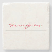 White Red Trendy Handwriting Plain Creative Modern Stenen Onderzetter (Voorkant)