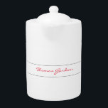 White Red Trendy Handwriting Plain Creative Modern Theepot<br><div class="desc">Schone en eenvoudige,  moderne,  eenvoudige vormgeving.</div>