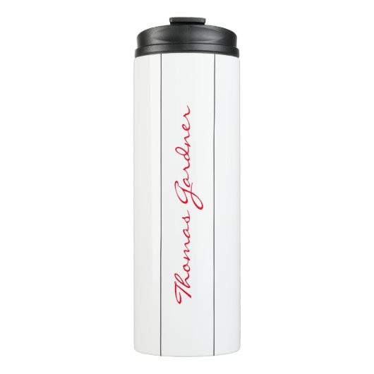White Red Trendy Handwriting Plain Creative Modern Thermosbeker (Voorkant)