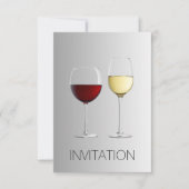White Red Wine Glass Club Partij Vip Uitnodiging (Voorkant)