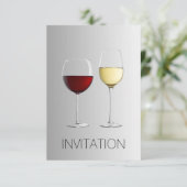 White Red Wine Glass Club Partij Vip Uitnodiging (Staand voorkant)