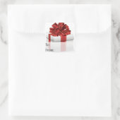 White Red Wrapped Kerstmis met cadeautjes Label (Tas)