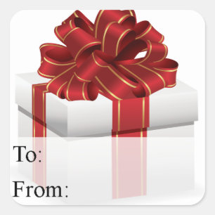 White Red Wrapped Kerstmis met cadeautjes Label