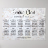 White Reflections 12 Table Wedding Seating Chart Poster (Voorkant)