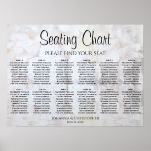 White Reflections 12 Table Wedding Seating Chart Poster