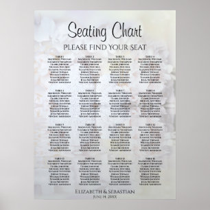 White Reflections 16 Table Wedding Seating Chart Poster