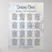 White Reflections 16 Table Wedding Seating Chart Poster (Voorkant)