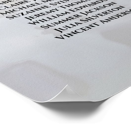 White Reflections 16 Table Wedding Seating Chart Poster (Hoek)