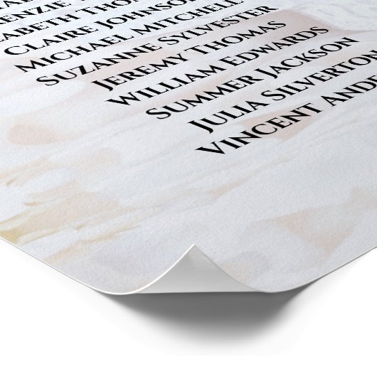 White Reflections 8 Table Wedding Seating Chart Poster (Hoek)