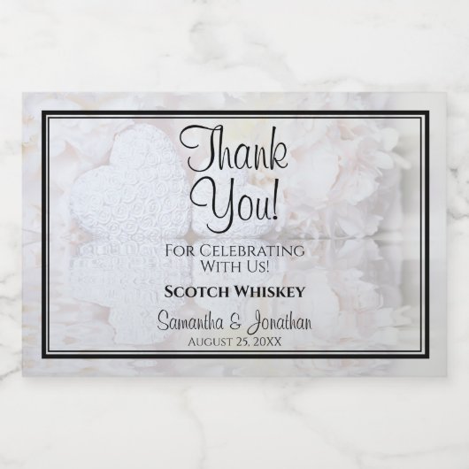 White Reflections Bedankt voor je huwelijk. Likeurfles Etiket (Enkel label)